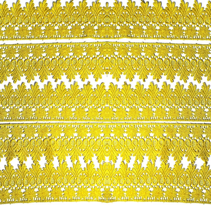 DKKUAYANGUP (Yellow Floral Lace Trim - 5 Yards, 9cm Wide | Wedding Dress Embellishment, Gift Packaging, Party Decor | DIY Sewing & Craft Supplies - Image 2